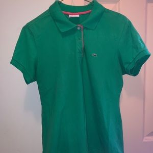 Lacoste Women’s Polo- Kelly green with pink accent